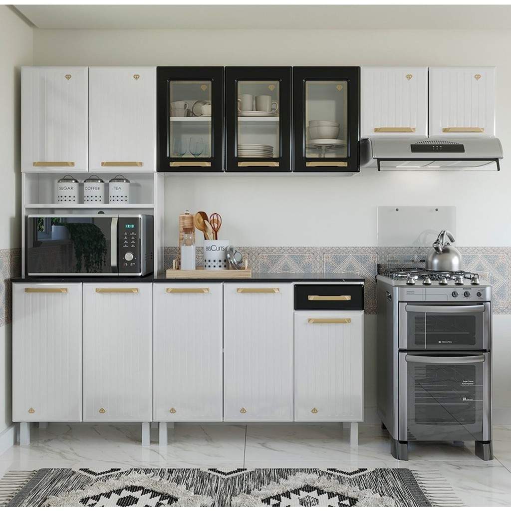 Cozinha Compacta Diamante: 12 Portas + Gaveta
