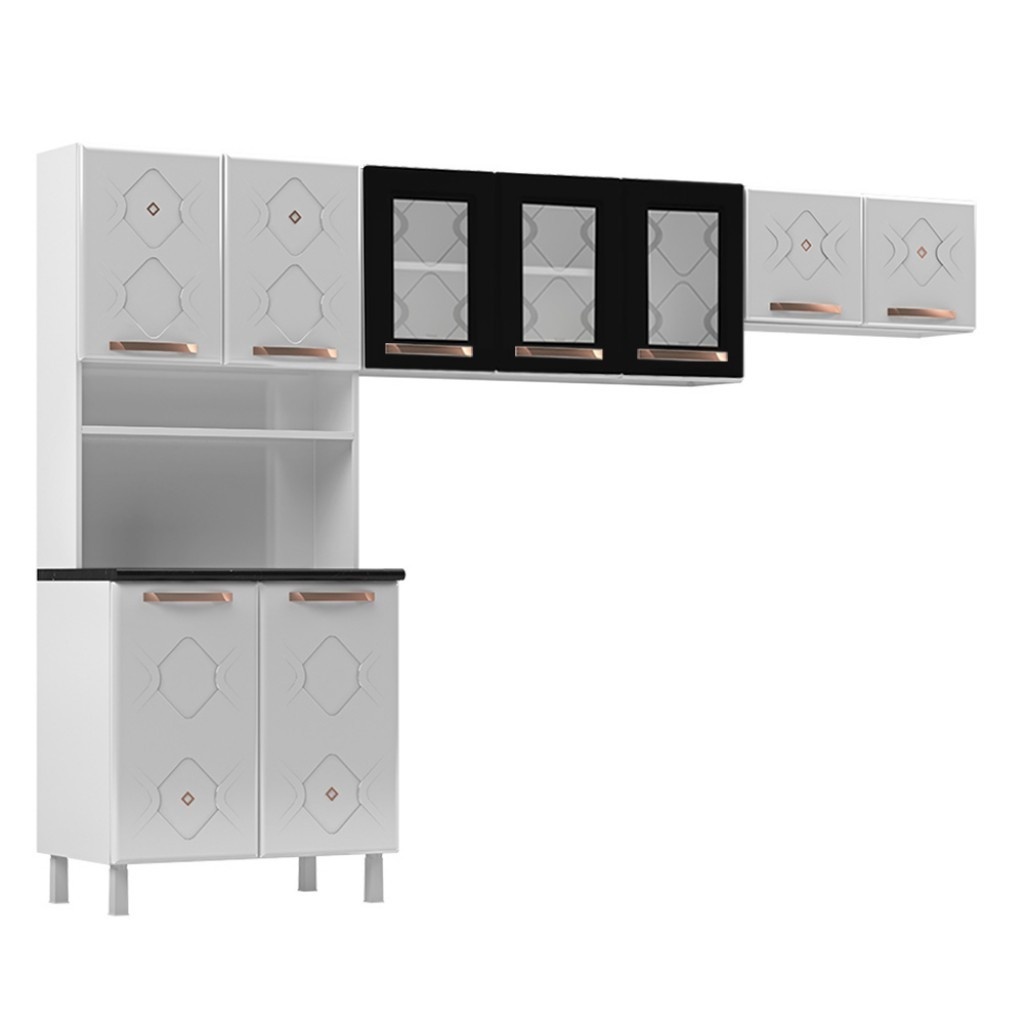 Cozinha Compacta Mirage: Aço, Brilho e Organização!