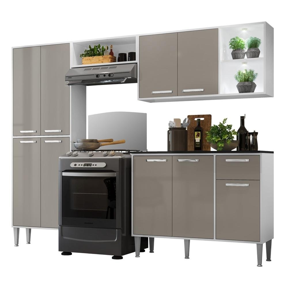 Cozinha Compacta Xangai: 4 Pçs, LED e Design!