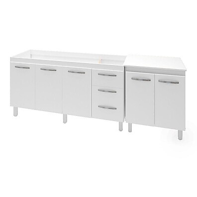 Cozinha Completa 140cm: Gabinete e Balcão Multiuso Serena