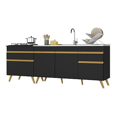Cozinha Completa 220cm: Balcão Pia e Cooktop Veneza