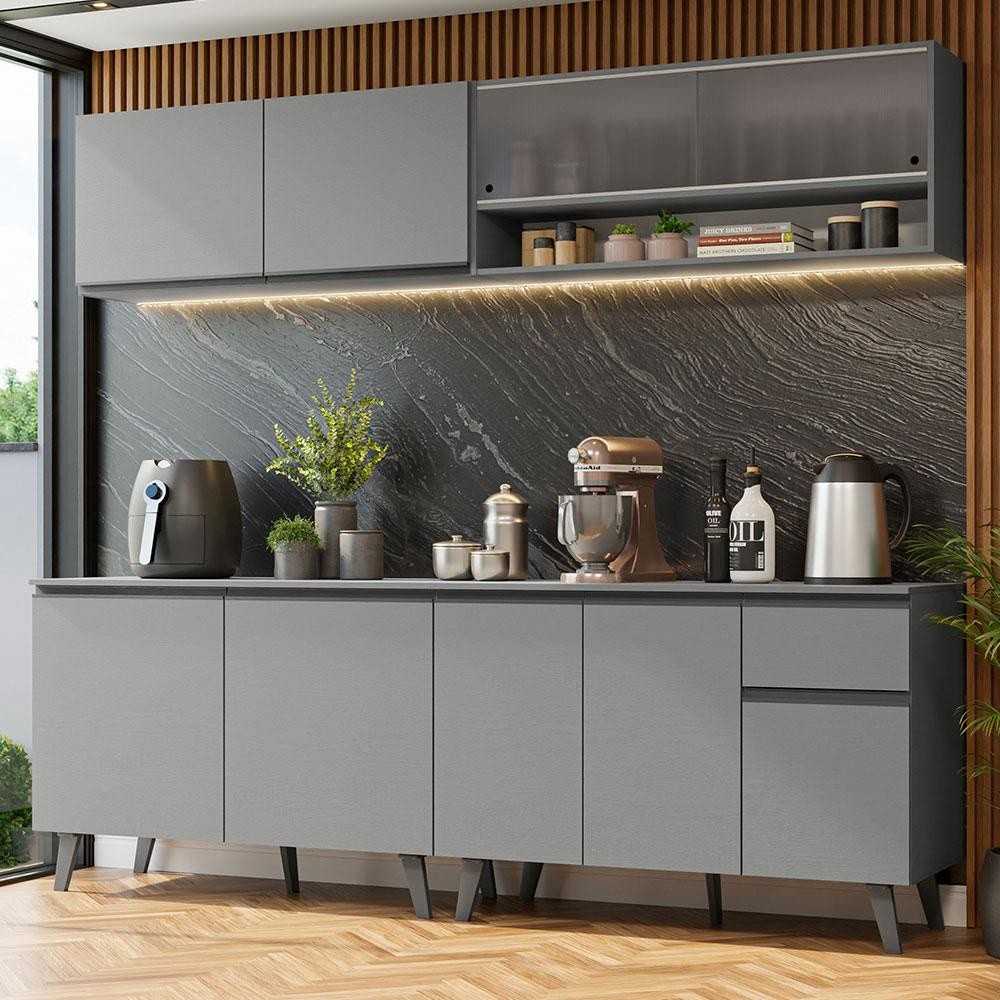 Cozinha Completa 240cm Cinza Nice Madesa