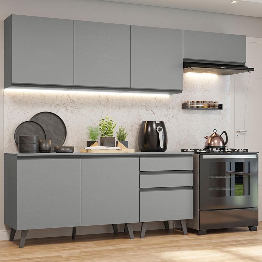 Cozinha Completa 260cm Cinza Nice Madesa