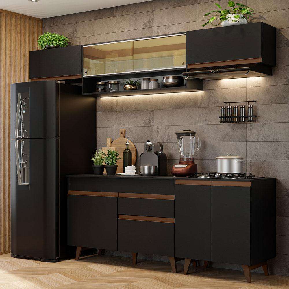 Cozinha Completa 260cm Preta Reims Madesa