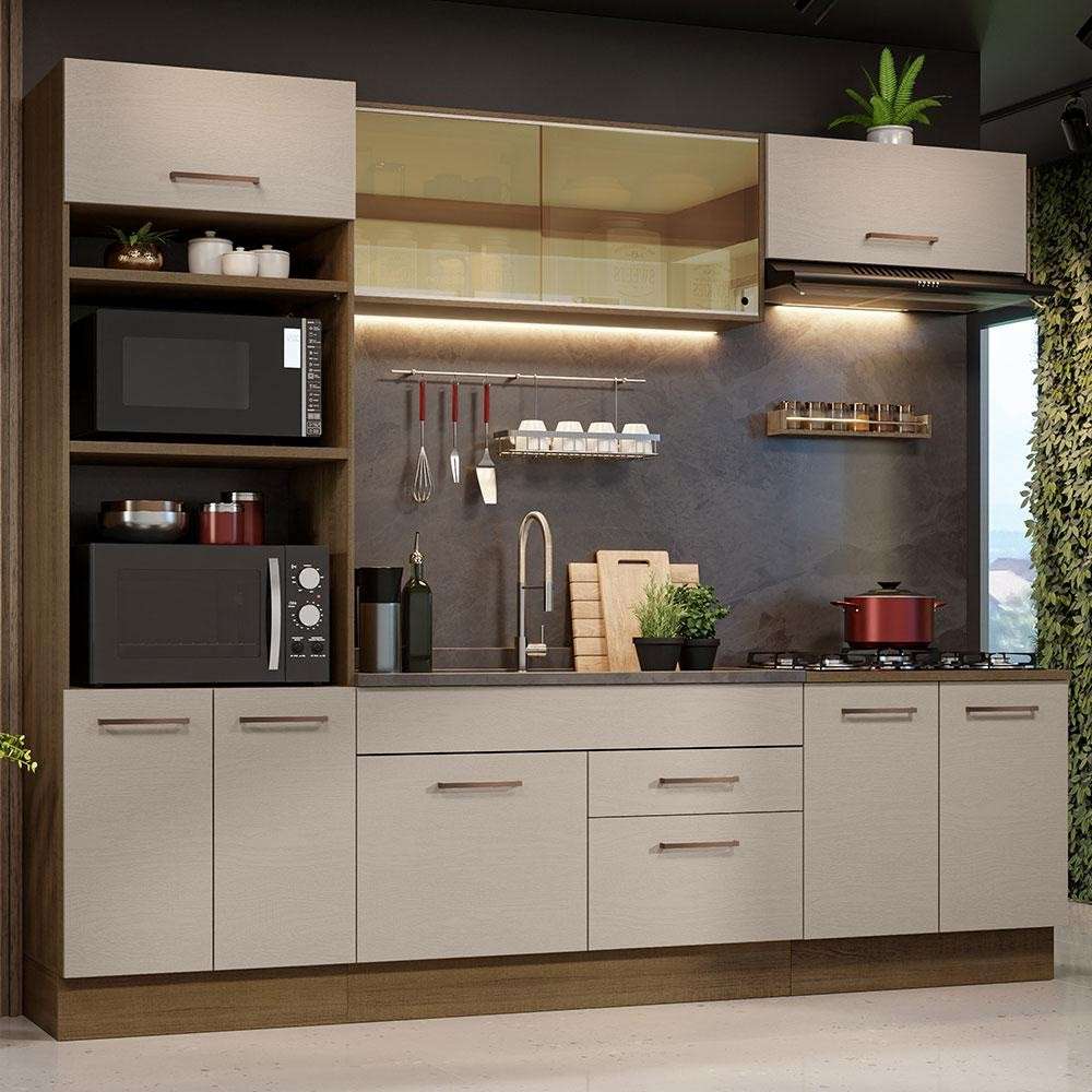 Cozinha Completa 270cm Agata Madesa: Rustic e Crema