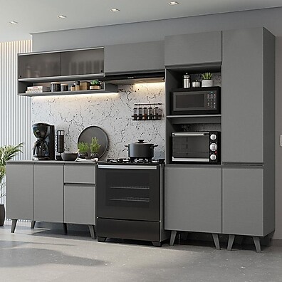 Cozinha Completa 300cm Cinza Nice Madesa