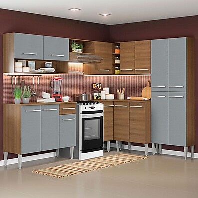 Cozinha Completa 417cm Emilly Madesa: Canto e Rustic!