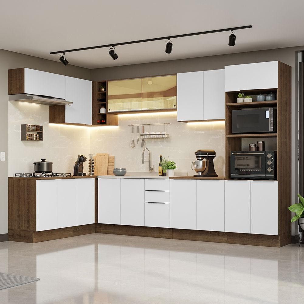 Cozinha Completa 499cm: Rustic/Branco Stella Madesa