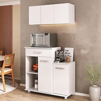 Cozinha Completa 93cm: Armário + Balcão Multiuso