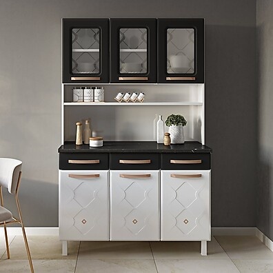 Cozinha Completa Aço Triplo: 6 Portas & 3 Gavetas