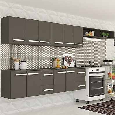 Cozinha Completa Àgata 10 Portas: Seu Sonho Preto Fosco!