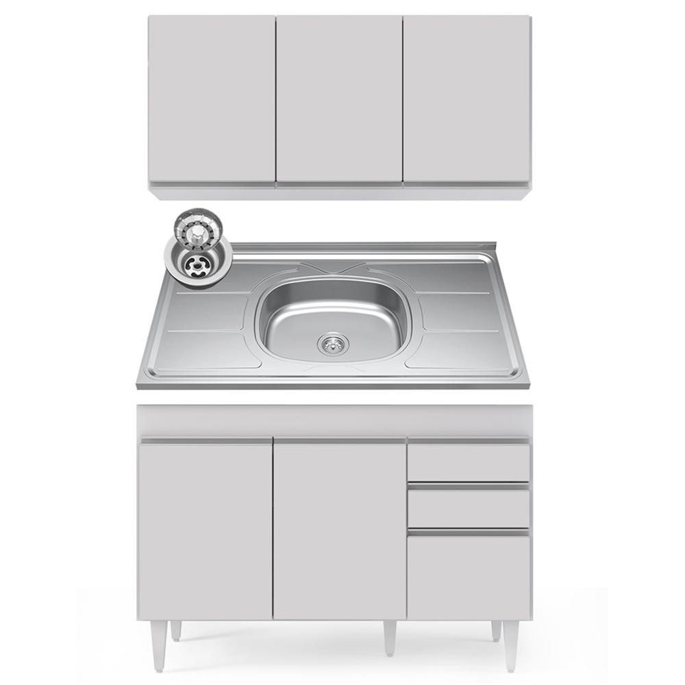 Cozinha Completa: Armário e Balcão 120cm Branco