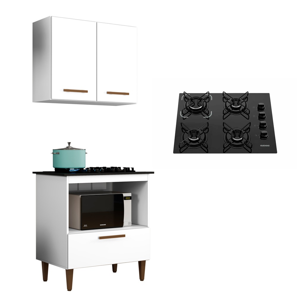 Cozinha Completa: Balcão Cooktop + Armário Aéreo