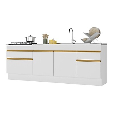 Cozinha Completa: Kit Balcão Pia e Cooktop 220cm
