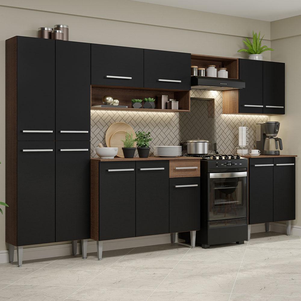 Cozinha Completa Madesa Emilly: Rustic/Preto