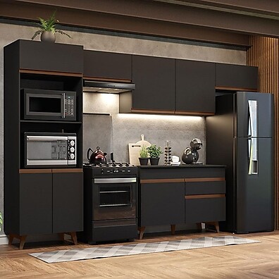Cozinha Completa Madesa Reims: Preto e Elegância