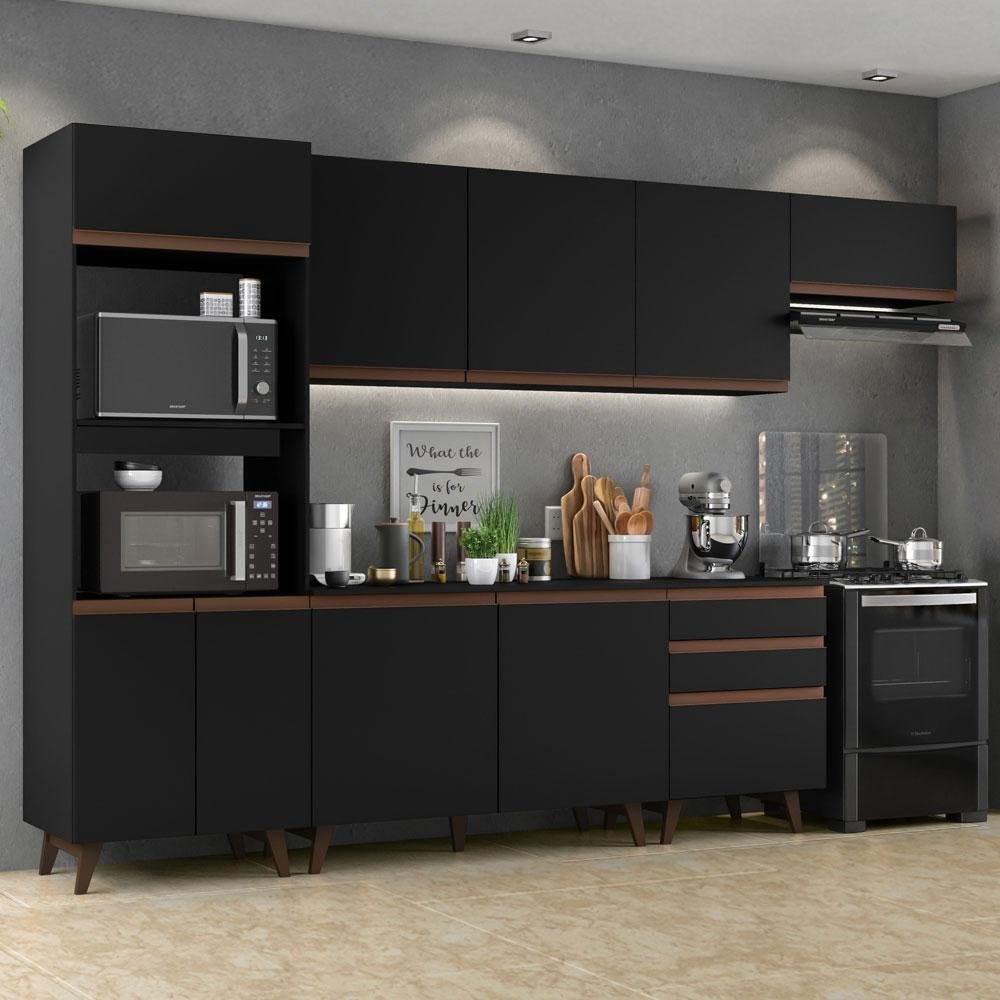 Cozinha Completa Madesa Reims: Preto e Sofisticação