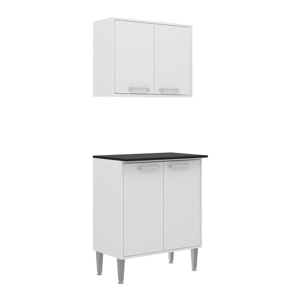 Cozinha Completa Xangai: Armário e Balcão Branco