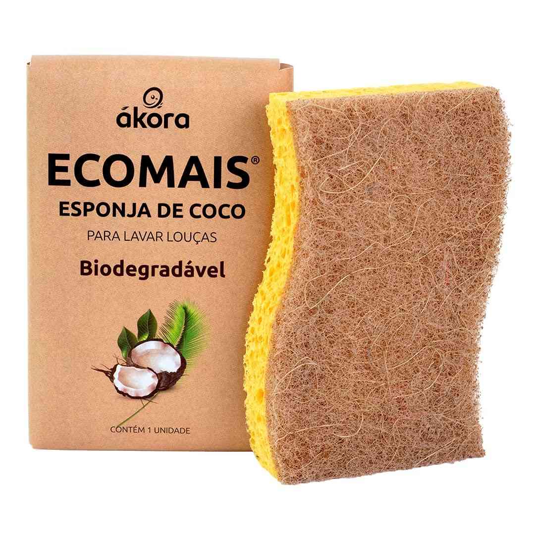 Kit 5 Esponjas de Coco Natural Akora Ecomais - Limpesa Ecológica e Eficiente para Cozinha