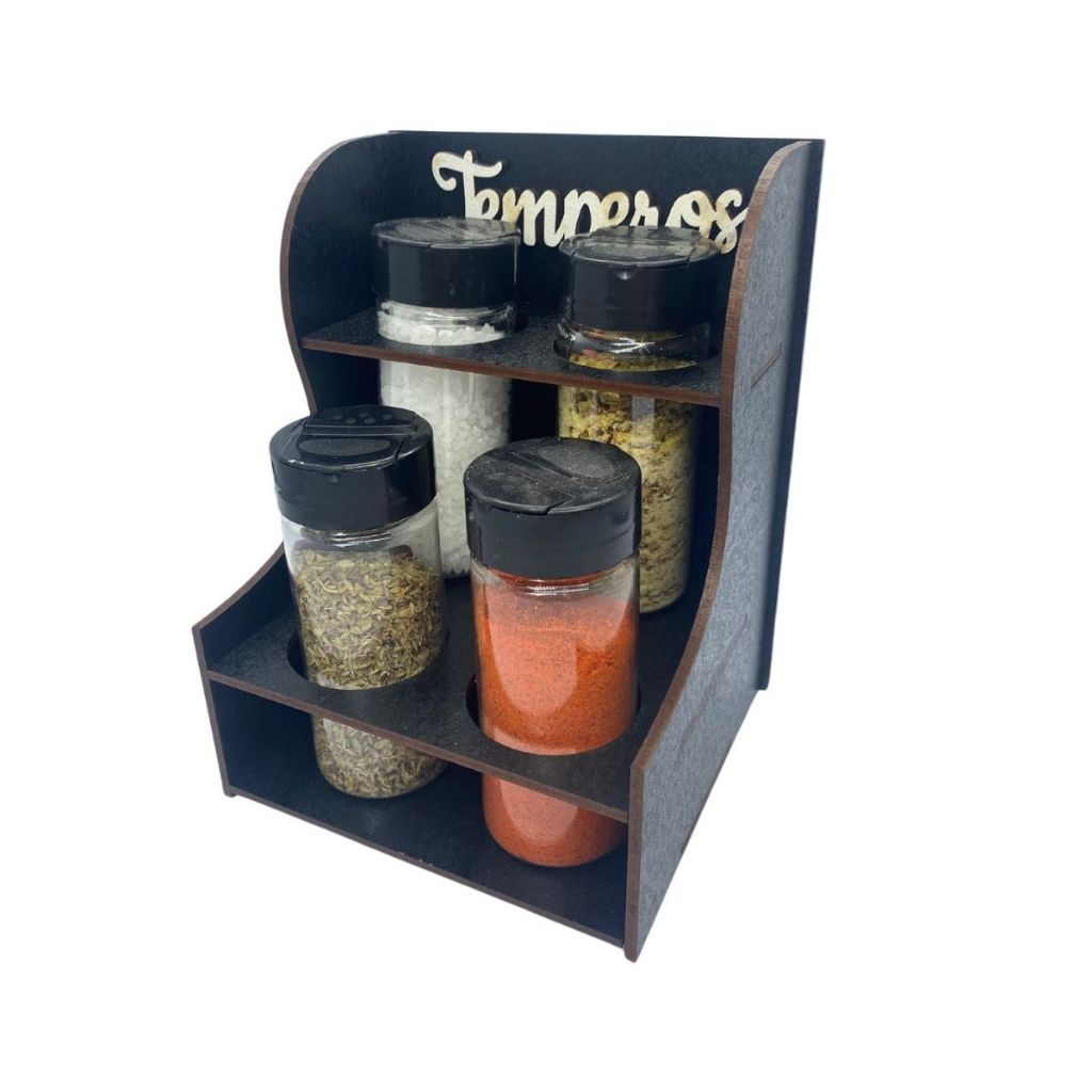 Porta Temperos Premium com 4 Potes: Organização e Estilo na Cozinha