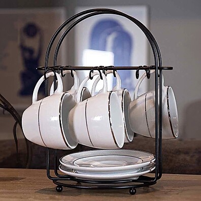 Suporte Porta Xícaras Preto Premium: Organização e Estilo na Cozinha
