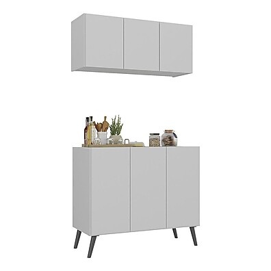 Cozinha Retrô Completa: Aéreo e Balcão 3 Portas