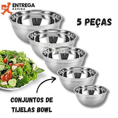 Kit Bowls Inox: 5 Tigelas para Sua Cozinha!