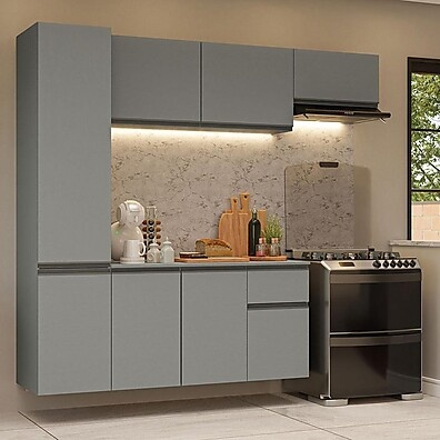 Cozinha Suspensa 220cm Cinza Nice Madesa