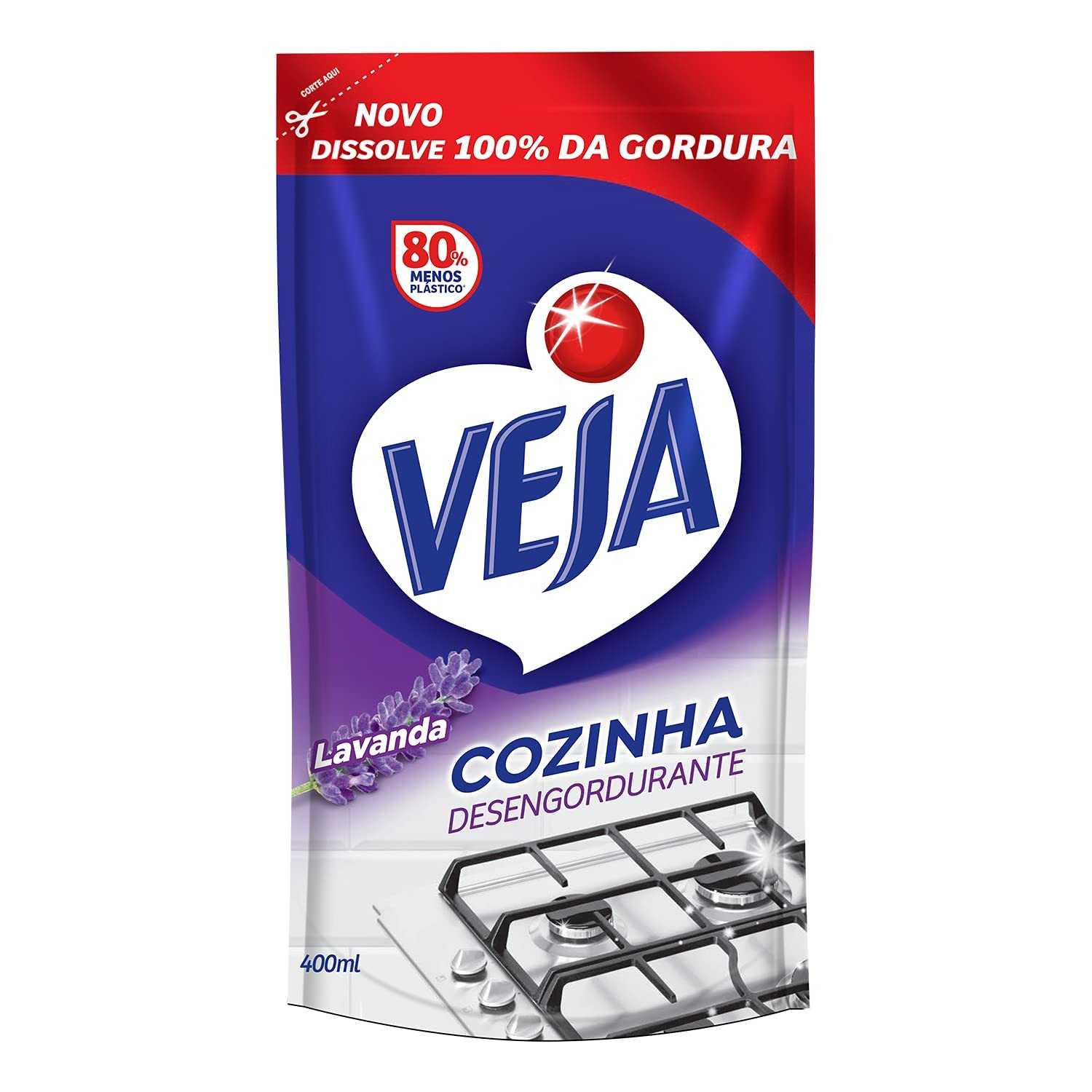 Limpador Desengordurante Veja Cozinha Lavanda Refil 400ml - Potência Total com Fragrância Refinada