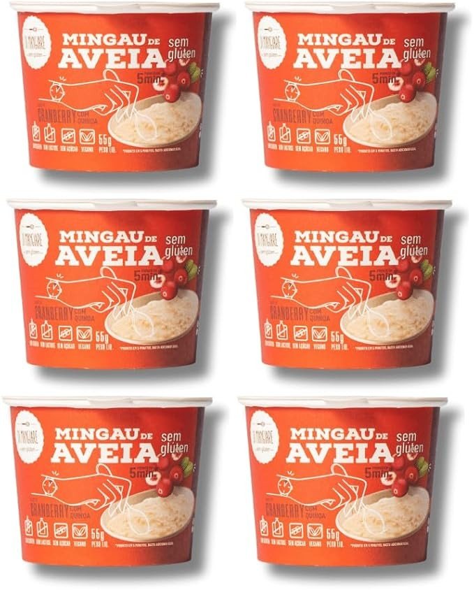 Mingau de Aveia Cranberry com Quinoa Sem Açúcar, Sem Glúten, Sem Leite e Vegano - 06 UNIDADES (pronto em 05 minutos)