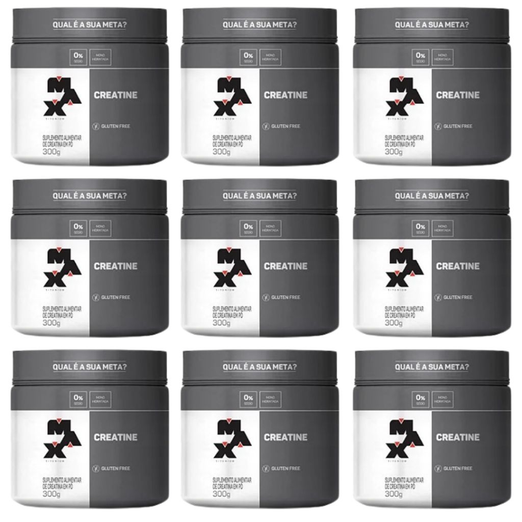 Creatina Max Titanium: Kit 9x300g para Performance!