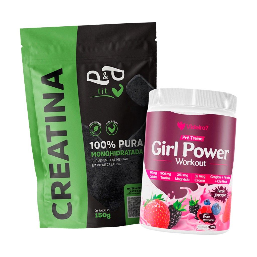 Creatina + Pré-Treino Girl Power: Seu Kit Performance!