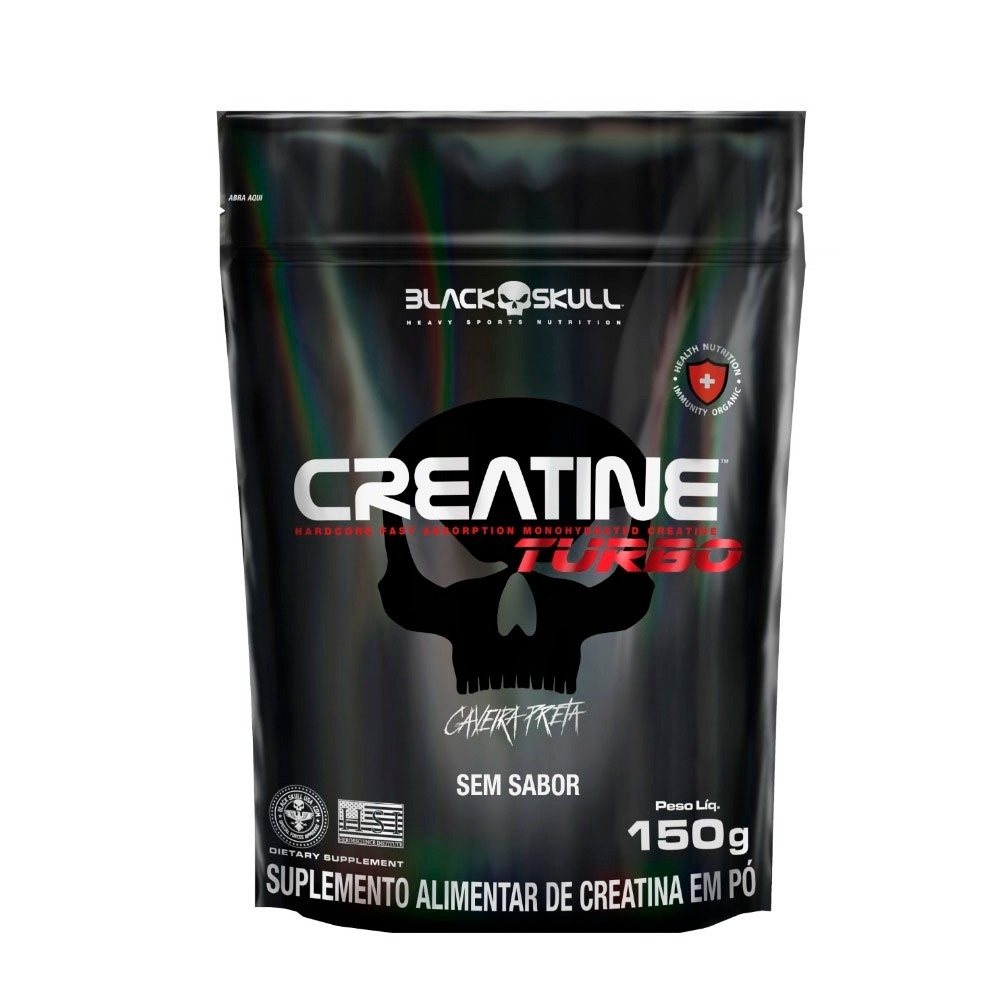Creatina Turbo Black Skull: 150g de Pura Potência para Seus Treinos