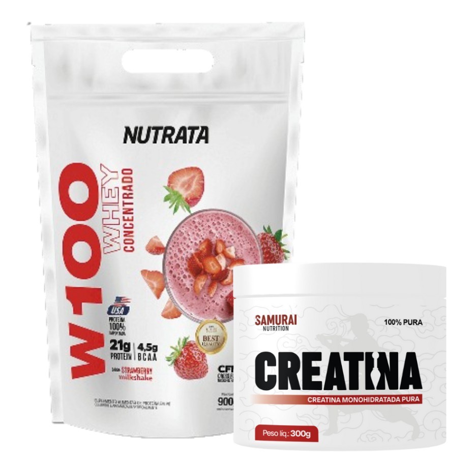 Creatina + Whey: Kit Samurai & W100 Nutrata