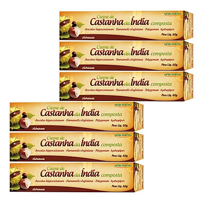 Creme Castanha da Índia: Kit 6 Unidades 60g