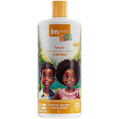 Creme de Pentear Beleza Natural Cachos Kids - 1L: Desembaraço e Definição para Cabelos Cacheados