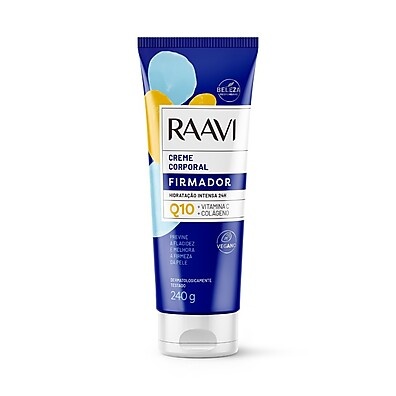 Creme Hidratante Q10 Vitamina C Colágeno Raavi: Firmeza e Brilho em 240g