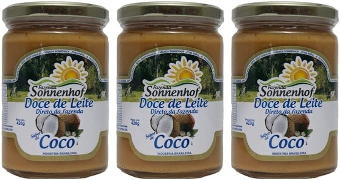 Kit com 3 Doce de Leite Cremoso com Coco 420g - Fazenda Sonnenhof