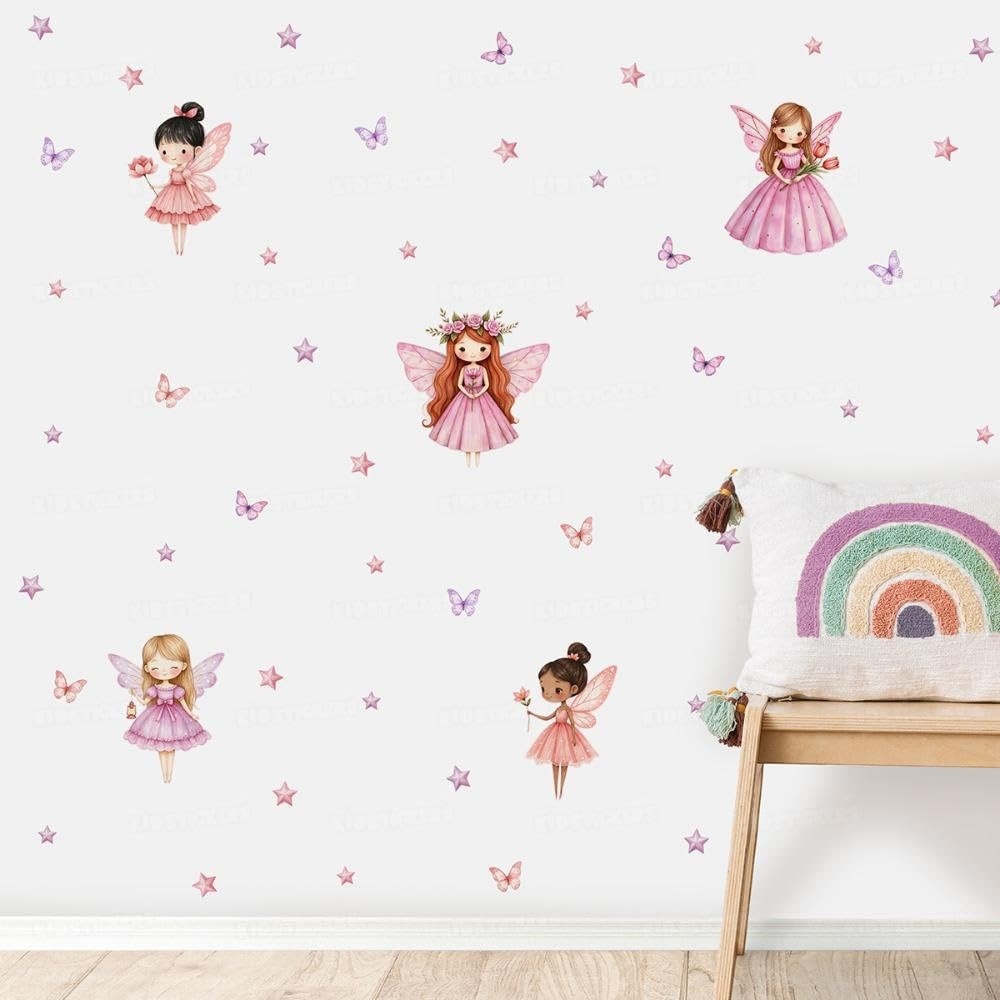 Adesivo de Parede Fadas Infantil Lavável - Decoração Segura e Divertida para Quarto de Criança