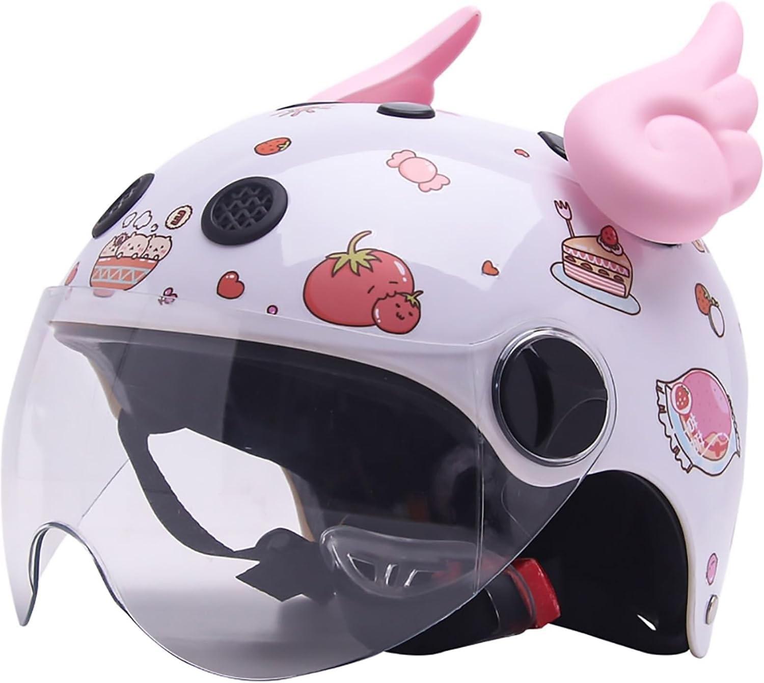 Capacete Infantil de Moto Rosto Aberto 3/4 - Estilo Vintage e Conforto para Crianças de 5 a 10 Anos