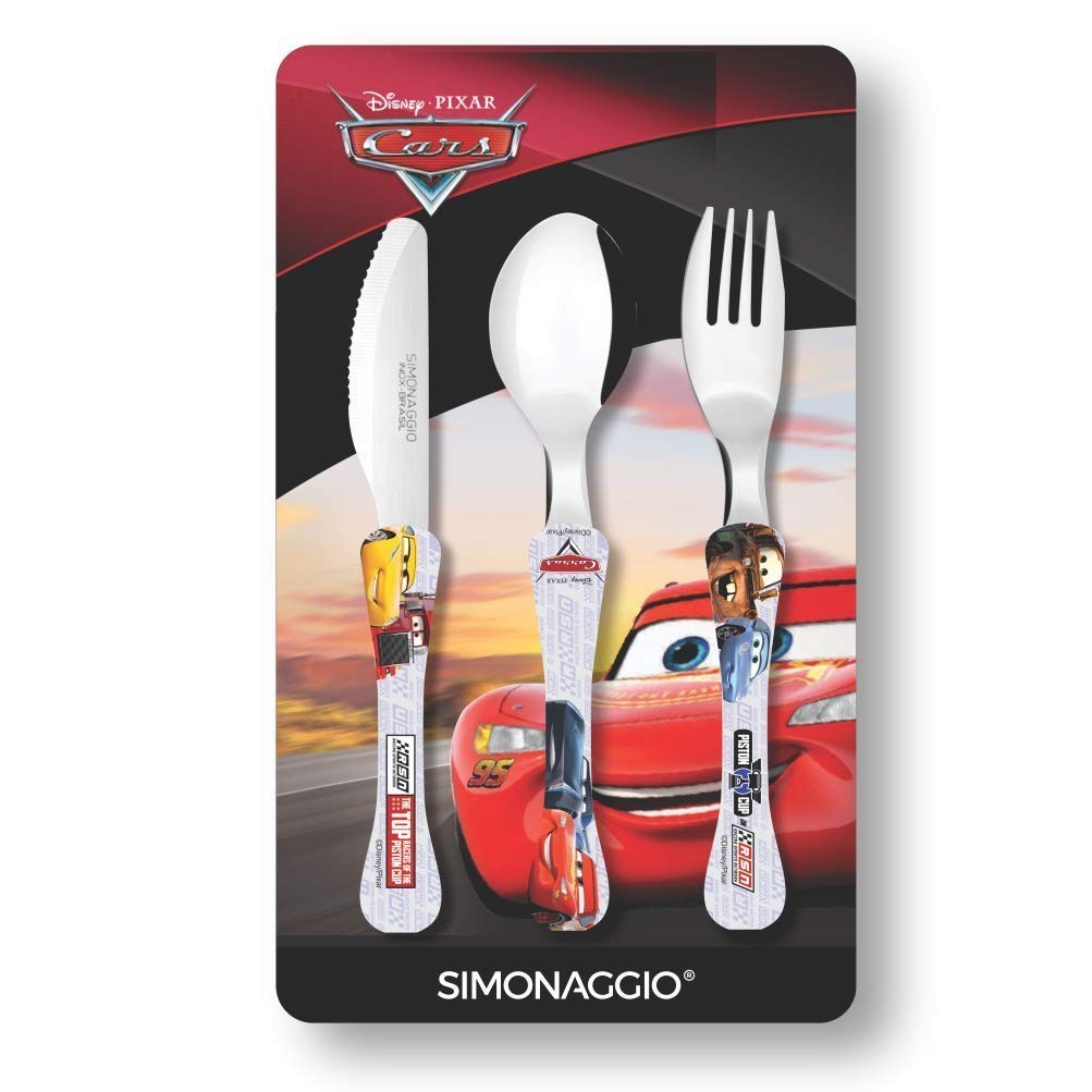 Conjunto de Talheres Disney Cars Simonaggio - 3 Peças Ergonômicos para Crianças