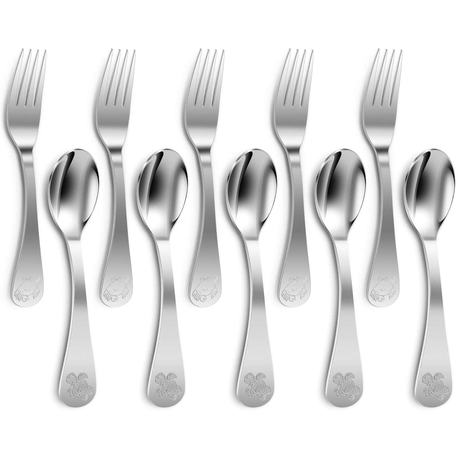 Conjunto de Talheres Infantil 10 Peças - Aço Inox com Design Divertido para Crianças