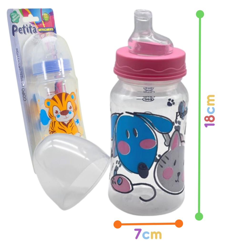 Copo de Treinamento Petita 270ml – Bico Silicone Antivazamento para Crianças
