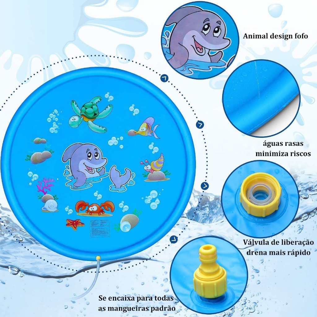 Splash Pad Sprinkler 170cm: Diversão Refrescante para Crianças