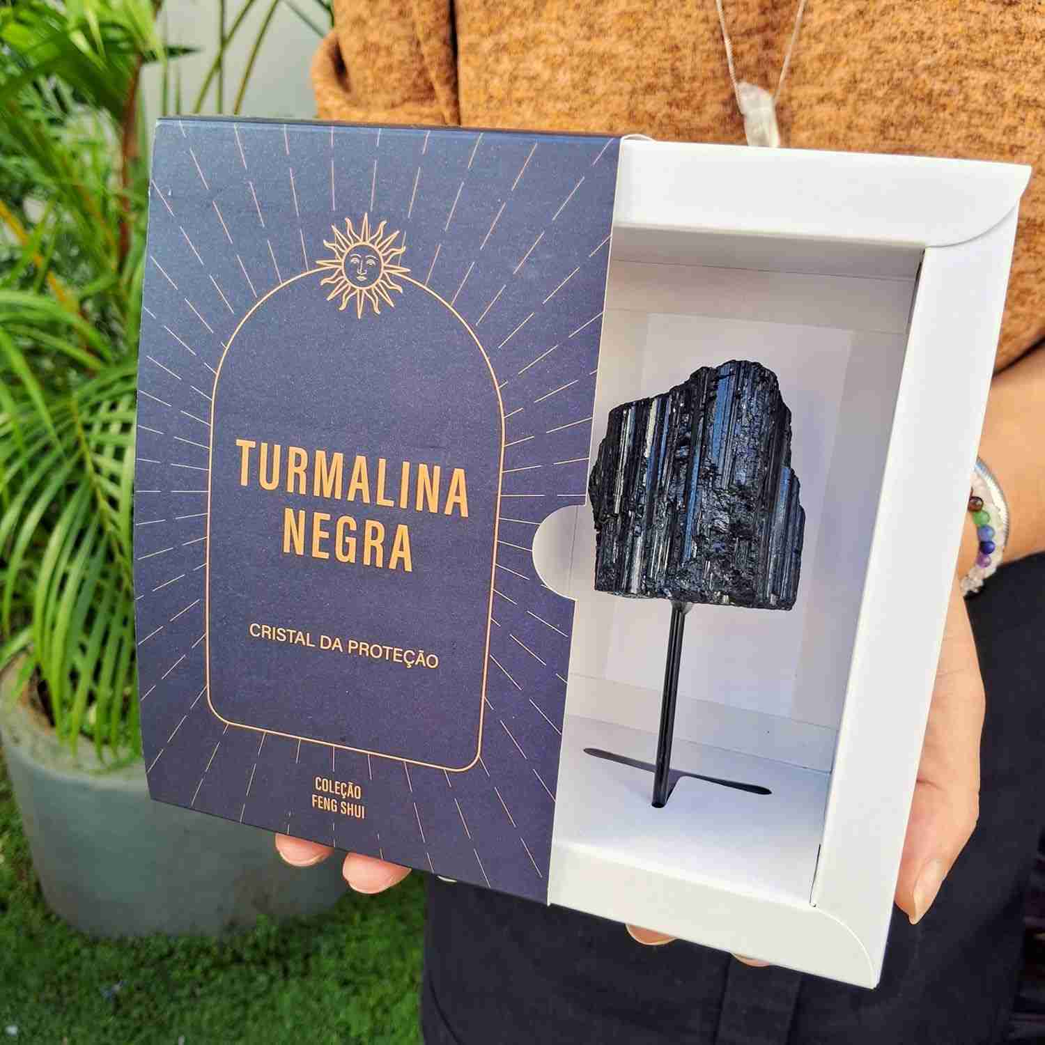 Patuá de Turmalina Negra com Cristais - Proteção e Equilíbrio Energético | Coleção Feng Shui