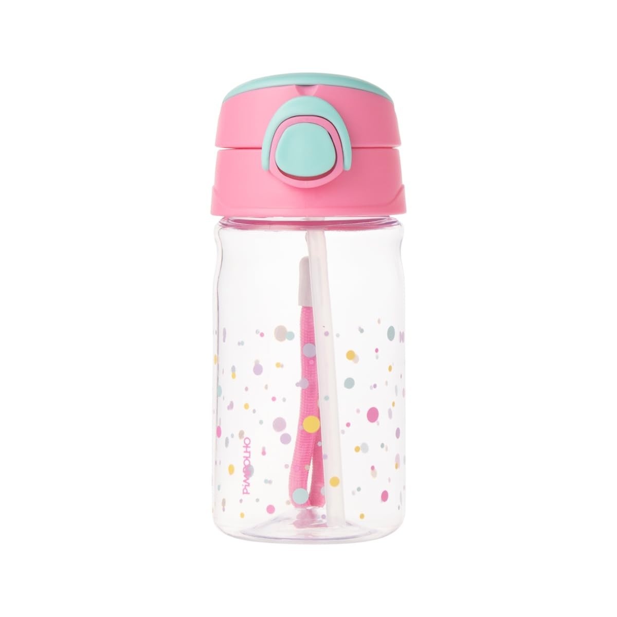 Garrafa com Canudo Cristal Pimpolho 370ml - Estilo Bolinhas | Hidratação com Estilo e Conforto