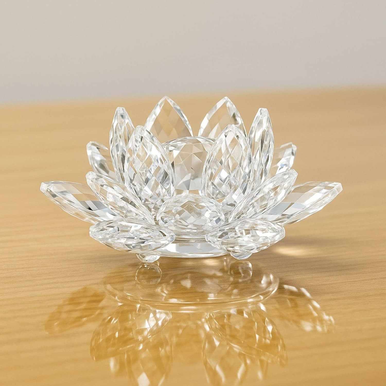 Escultura Flor de Lótus em Cristal - 8cm - Decoração Feng Shui para Mesa