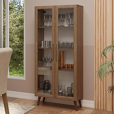 Cristaleira 70 cm 2 Portas de Vidro Madesa Rustic – Design Sofisticado e Sustentável