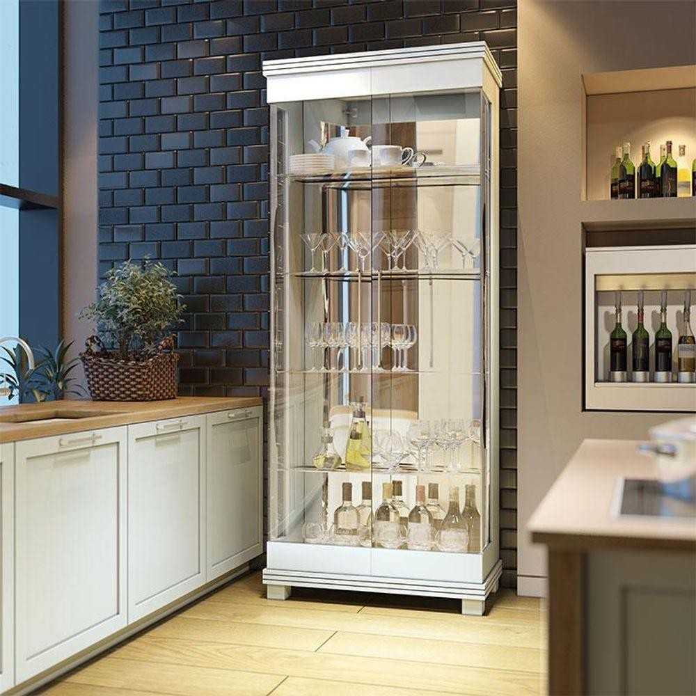 Cristaleira Ambiente: Elegância em Branco Acetinado