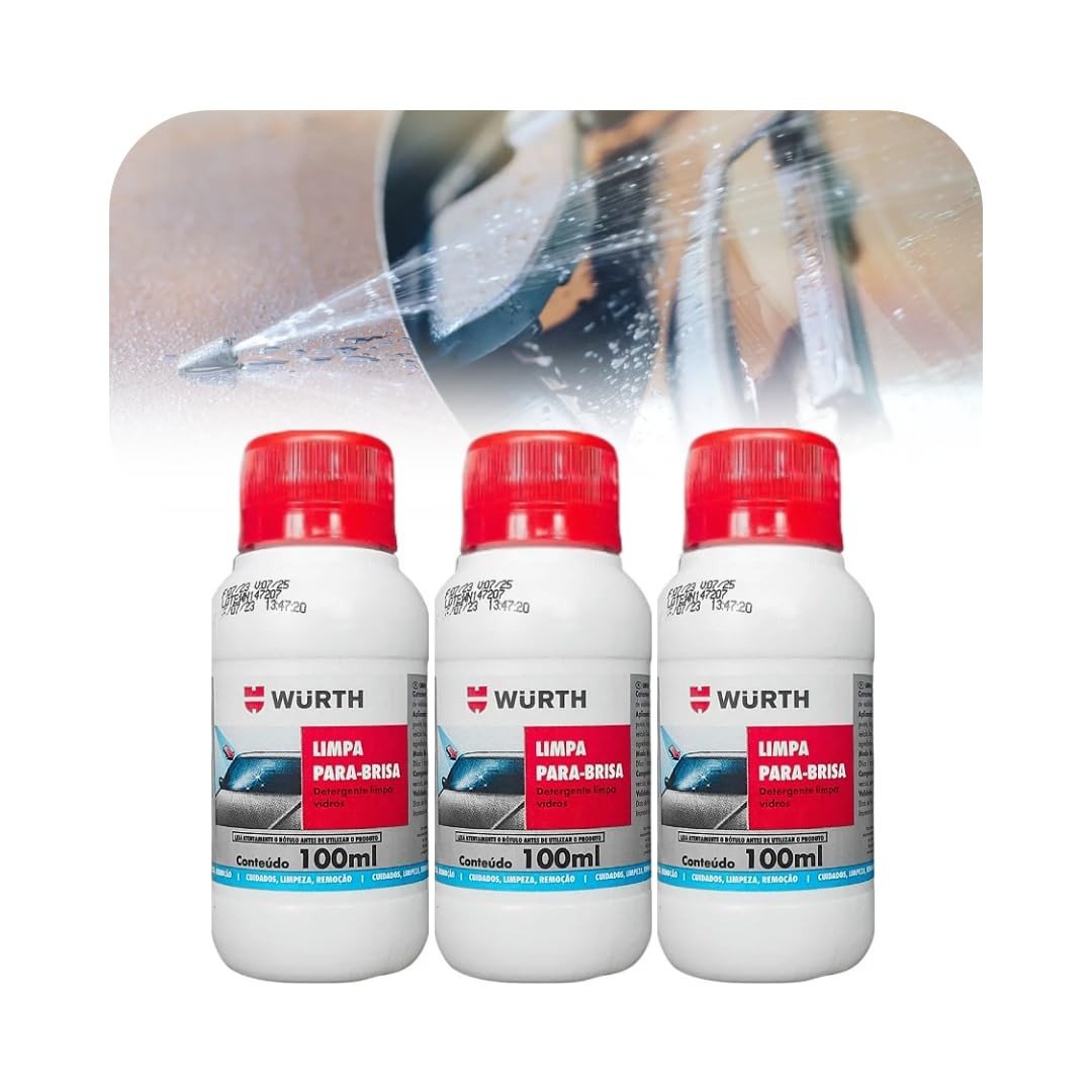 Kit Aditivo Limpador Para-brisa 100ml Wurth: Visibilidade Cristalina e Limpeza Rápida